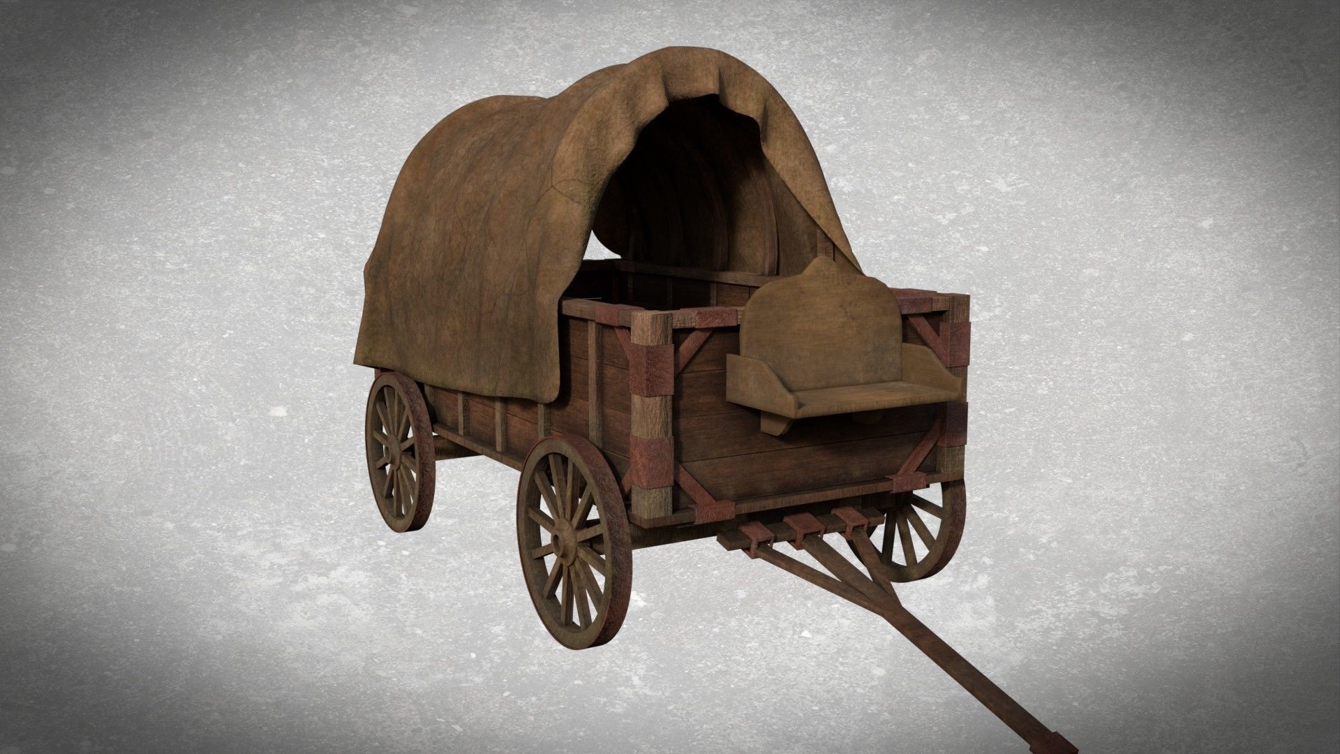 Medieval Waggon Free low-poly 3D model_5