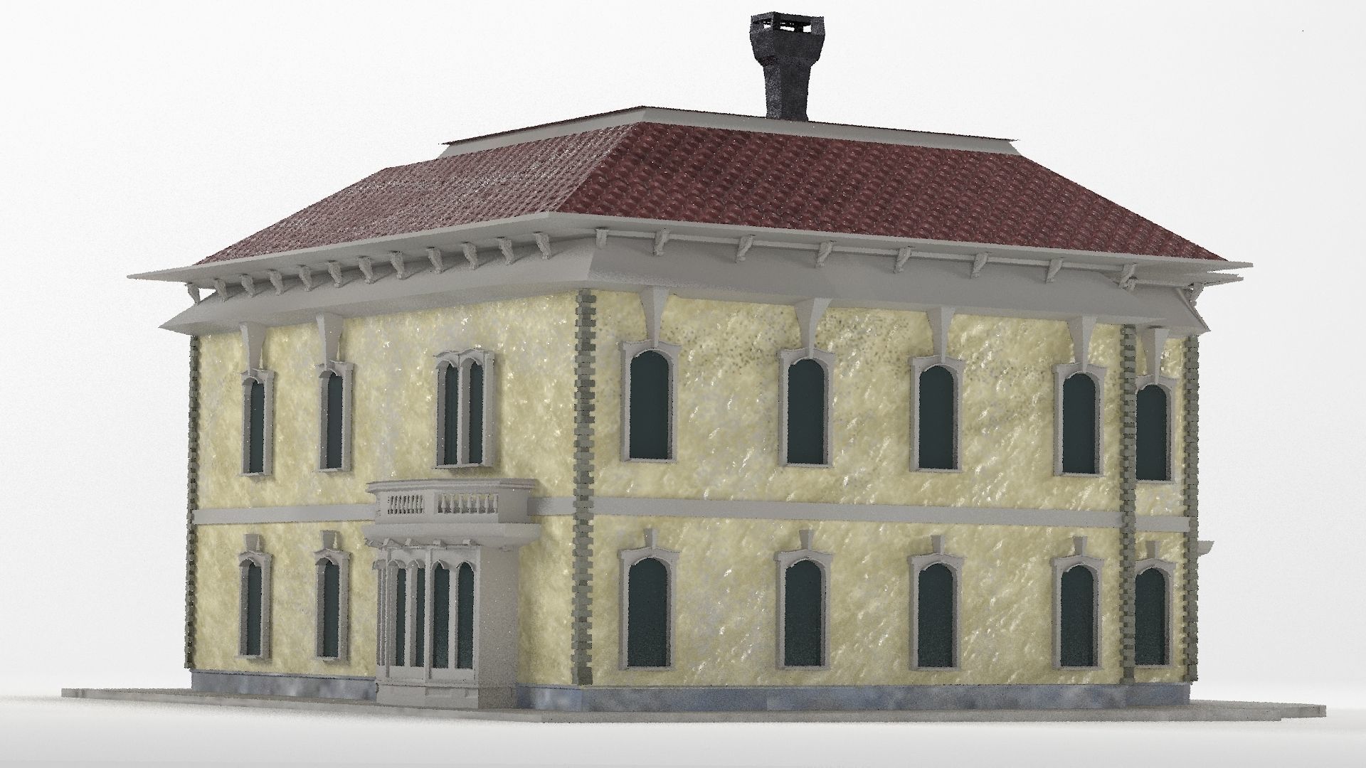 Old Victorian  House PBR 3D model_4