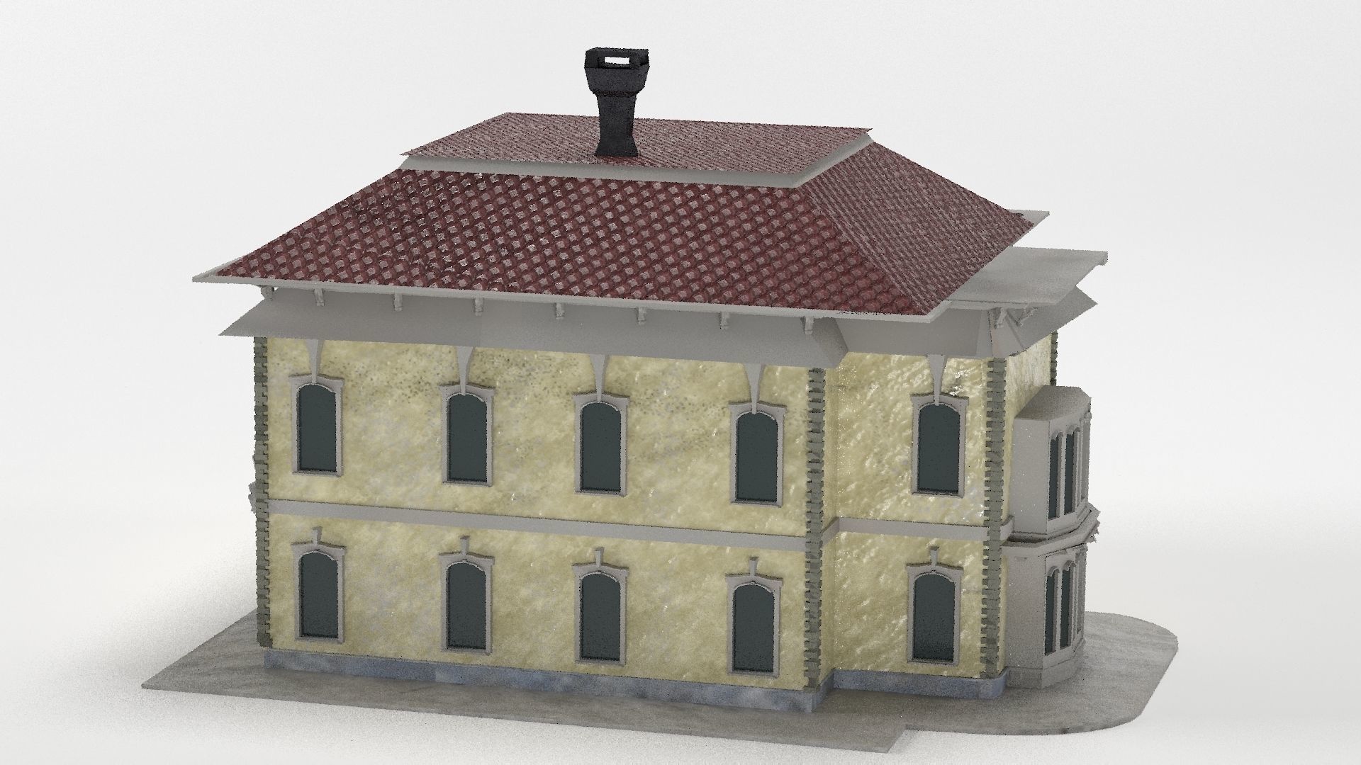 Old Victorian  House PBR 3D model_6
