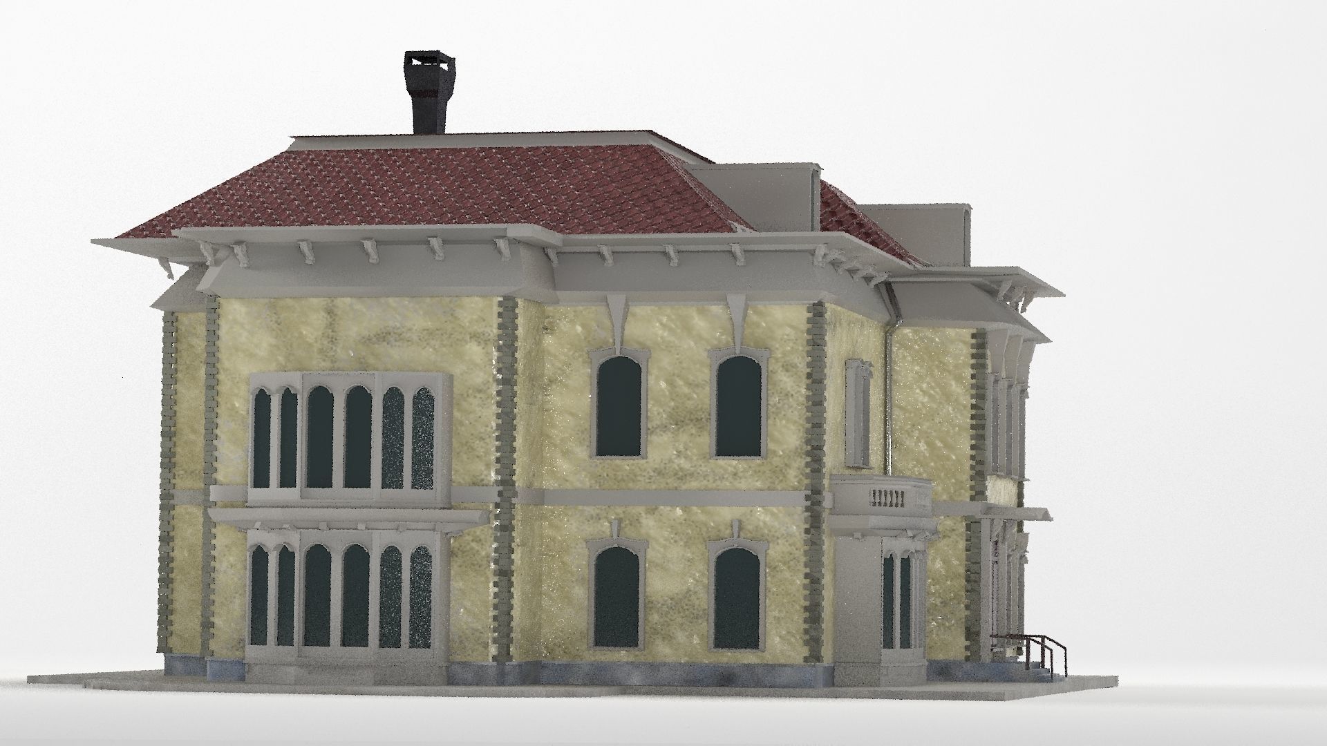 Old Victorian  House PBR 3D model_2