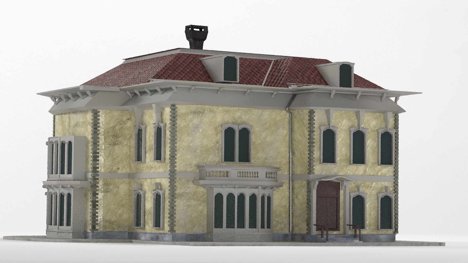 Old Victorian  House PBR 3D model_1