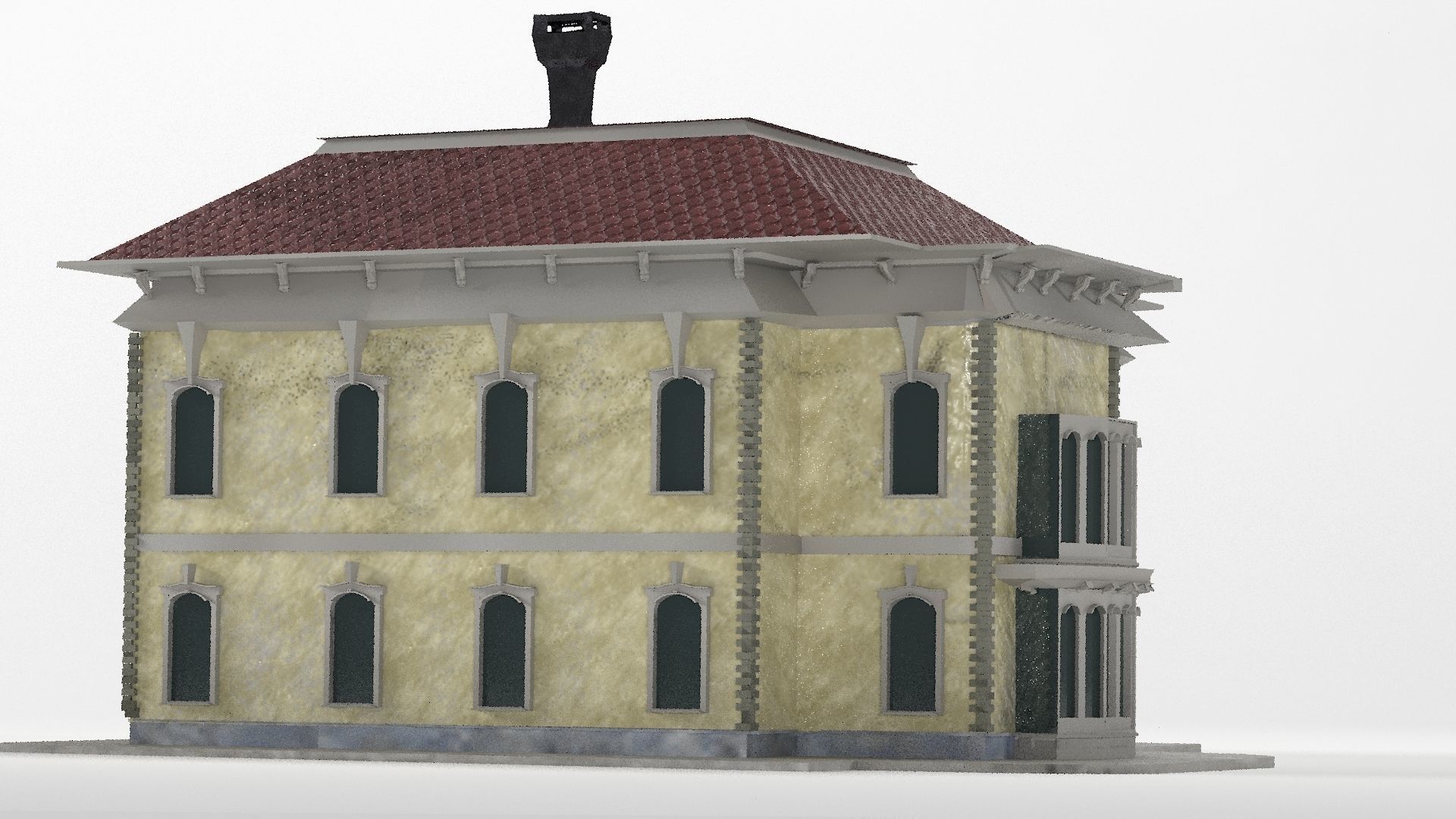 Old Victorian  House PBR 3D model_3