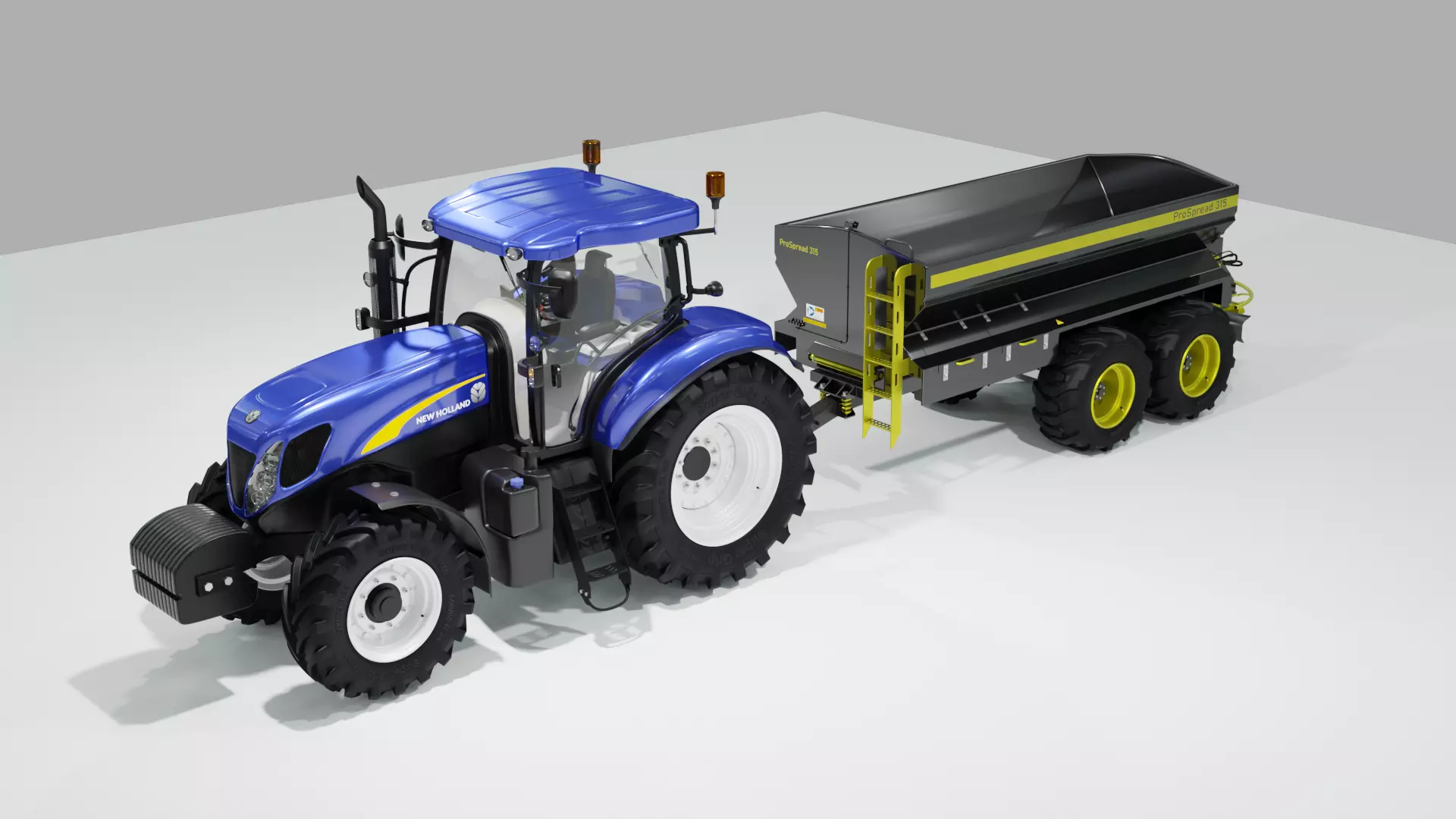 New Holland Tractor with Fertilizer Spreader 3D model