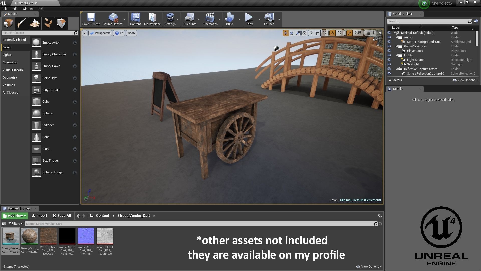 Street Vendor Cart Wooden Low-poly 3D model_9