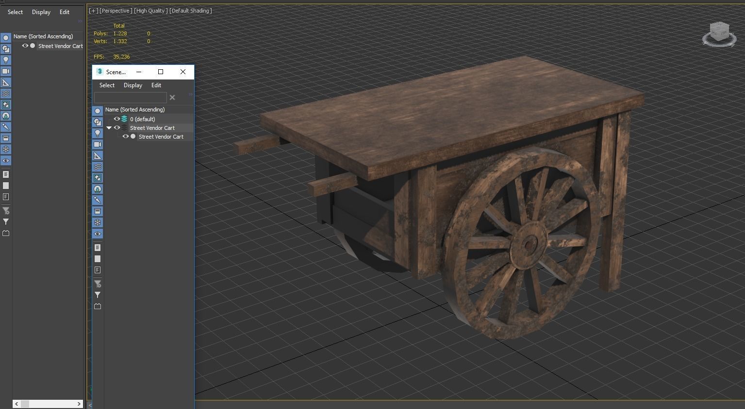 Street Vendor Cart Wooden Low-poly 3D model_8