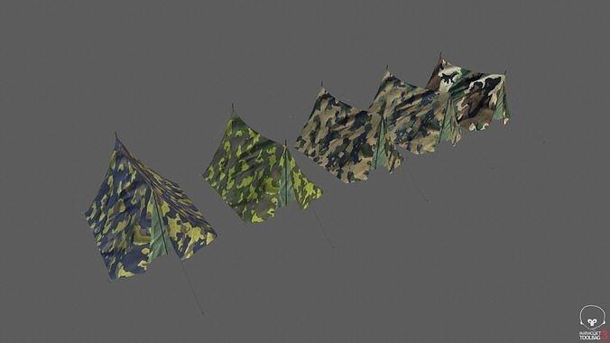 Camp - Military hideout desert tents Low-poly 3D model Low-poly 3D model