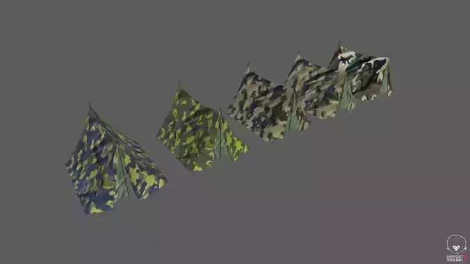 Camp - Military hideout desert tents Low-poly 3D model