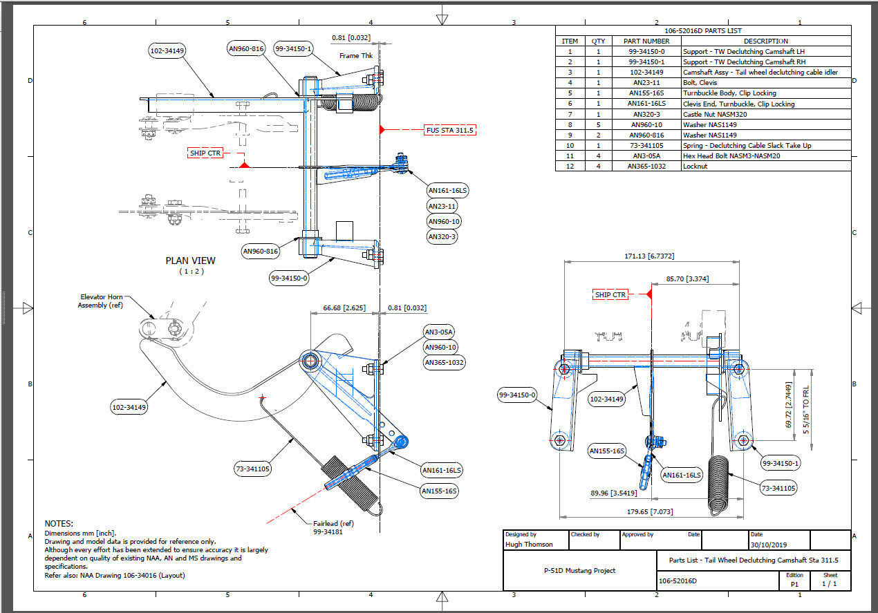 P-51D Mustang Tail Wheel Declutching Camshaft Supports Sta 311-5 3D print model_5