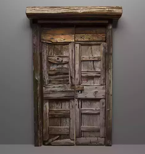 Old wooden door rust and patina 3d model Low-poly 3D model