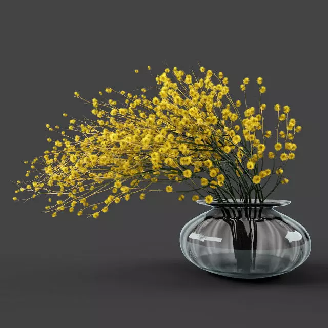 Vase 3 flowers in glass 3D model | CGTrader
