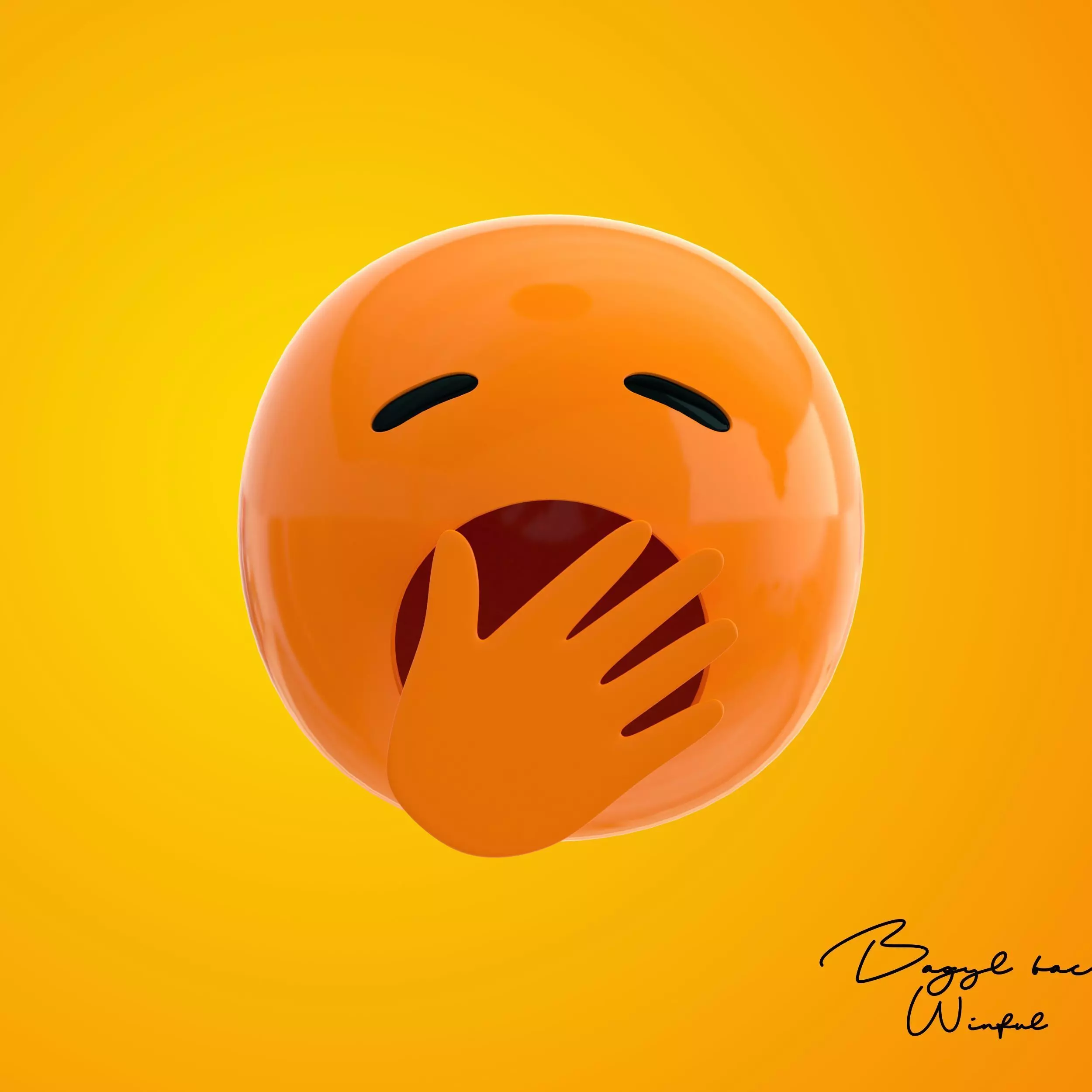 Emoji Yawning Low-poly 3D model_0