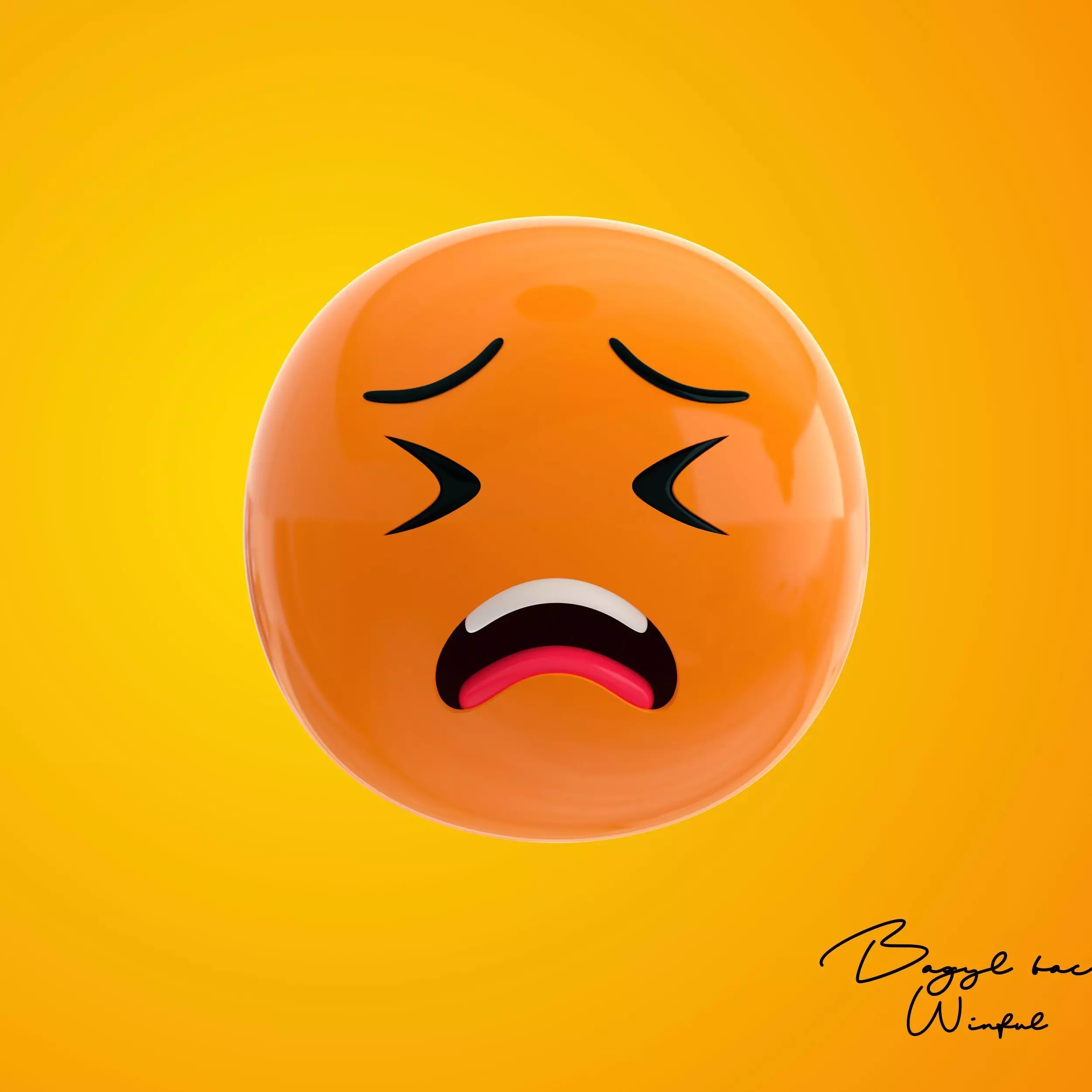 Emoji Persevering Face Low-poly 3D model_0