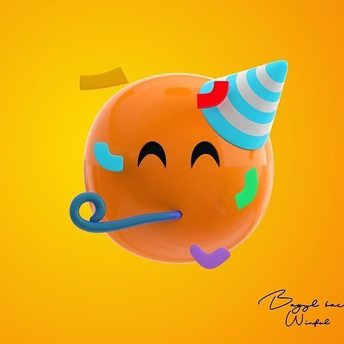 Emoji Partying Low-poly 3D model