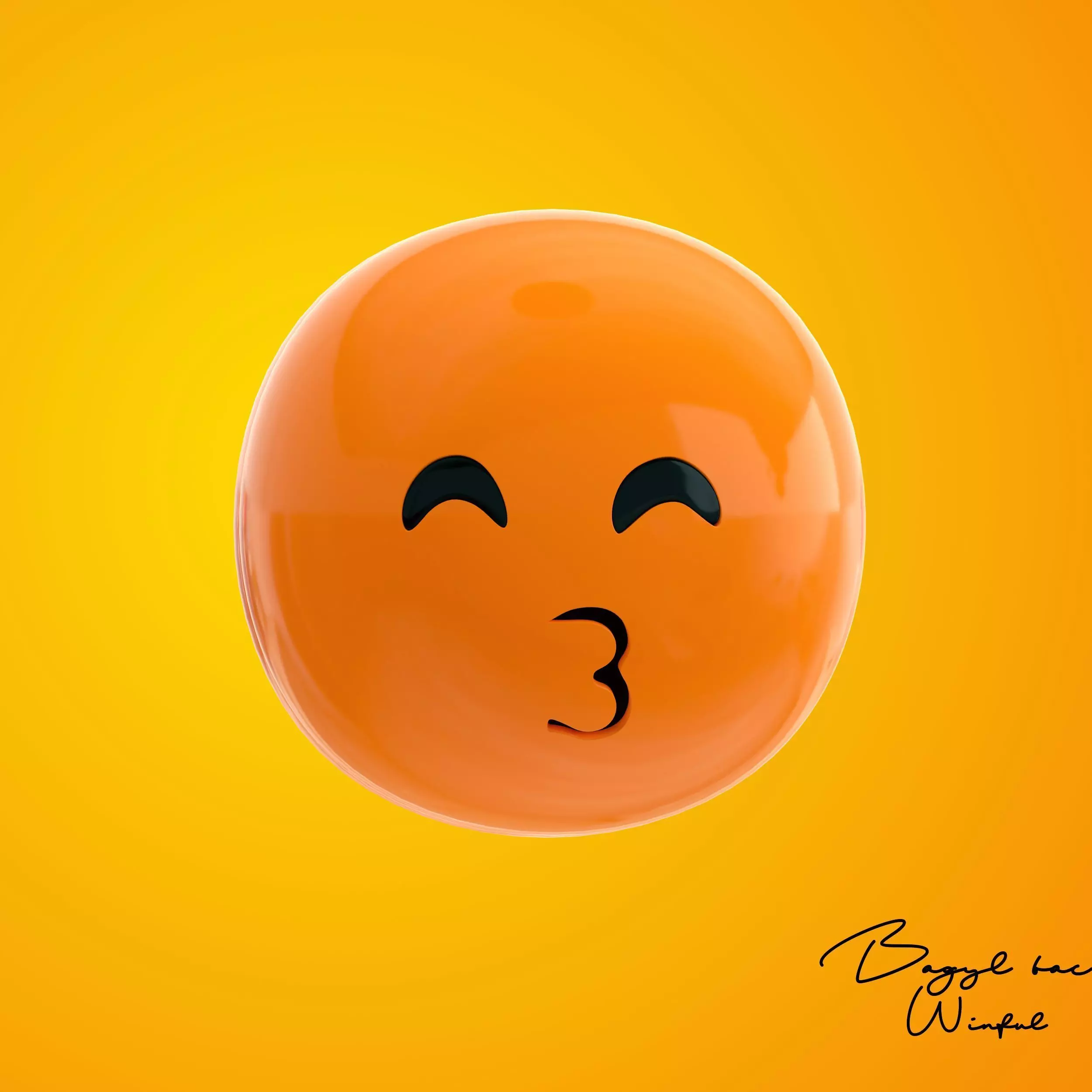 Emoji Kissing Face with Smiling Eyes Low-poly 3D model