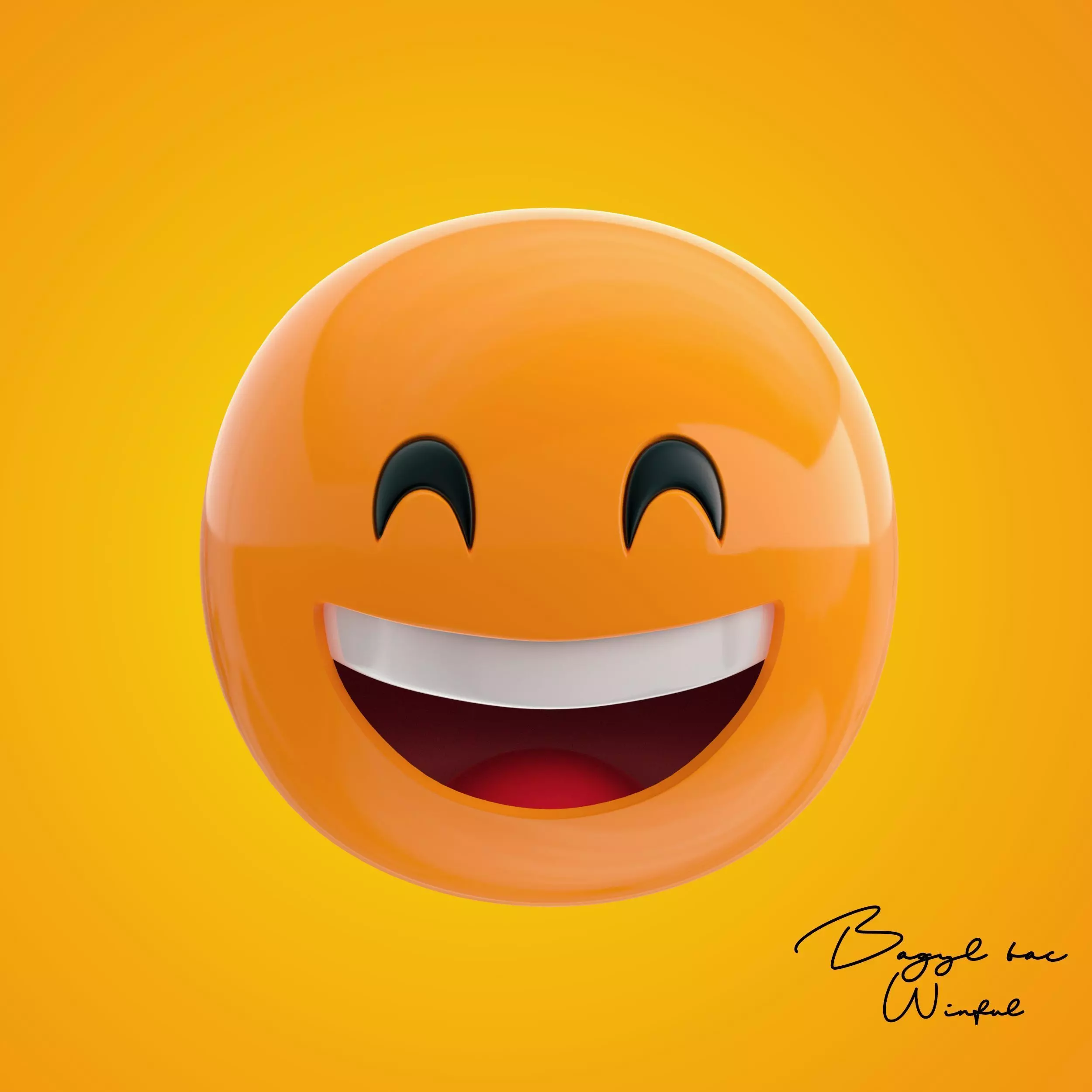 Emoji Grinning Face with Smiling Eyes Low-poly 3D model_0