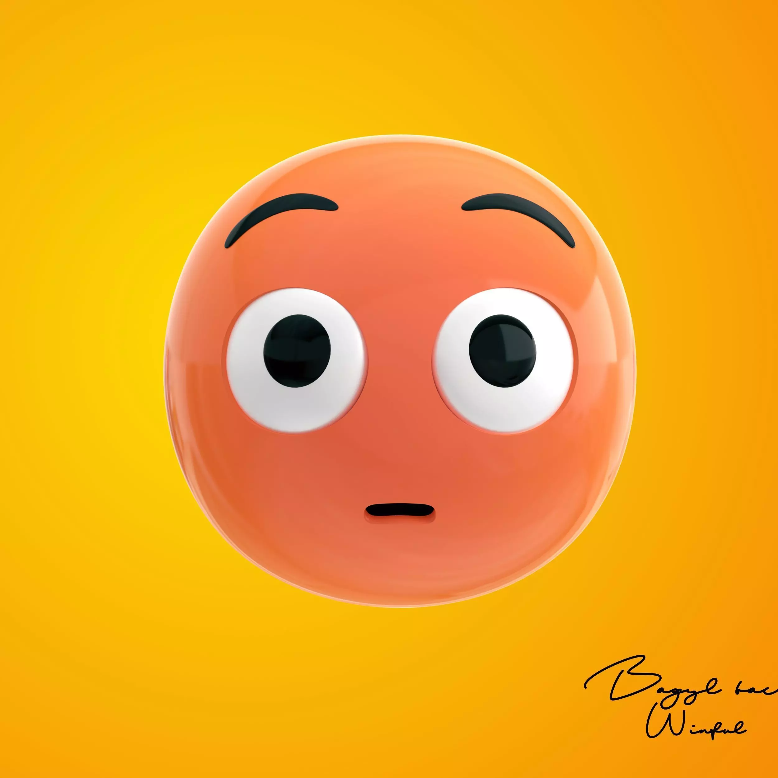 Emoji Flushed Face Low-poly 3D model