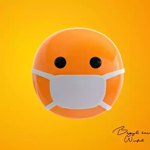 Emoji Face with Medical Mask Low-poly 3D model