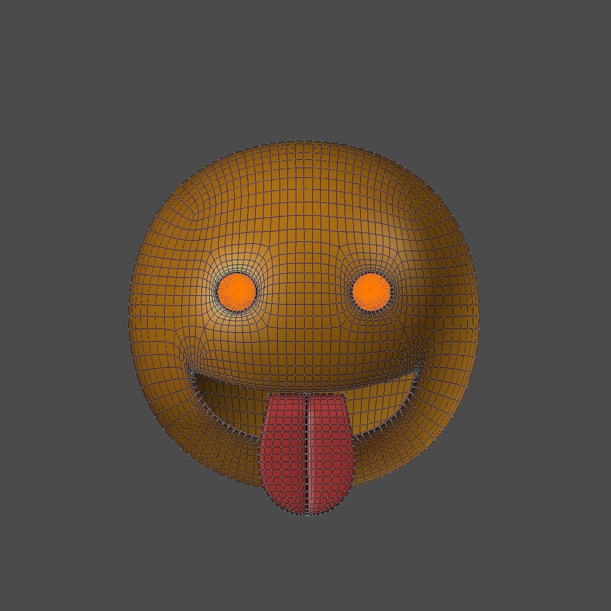 Emoji Face with a Tongue Low-poly 3D model_2