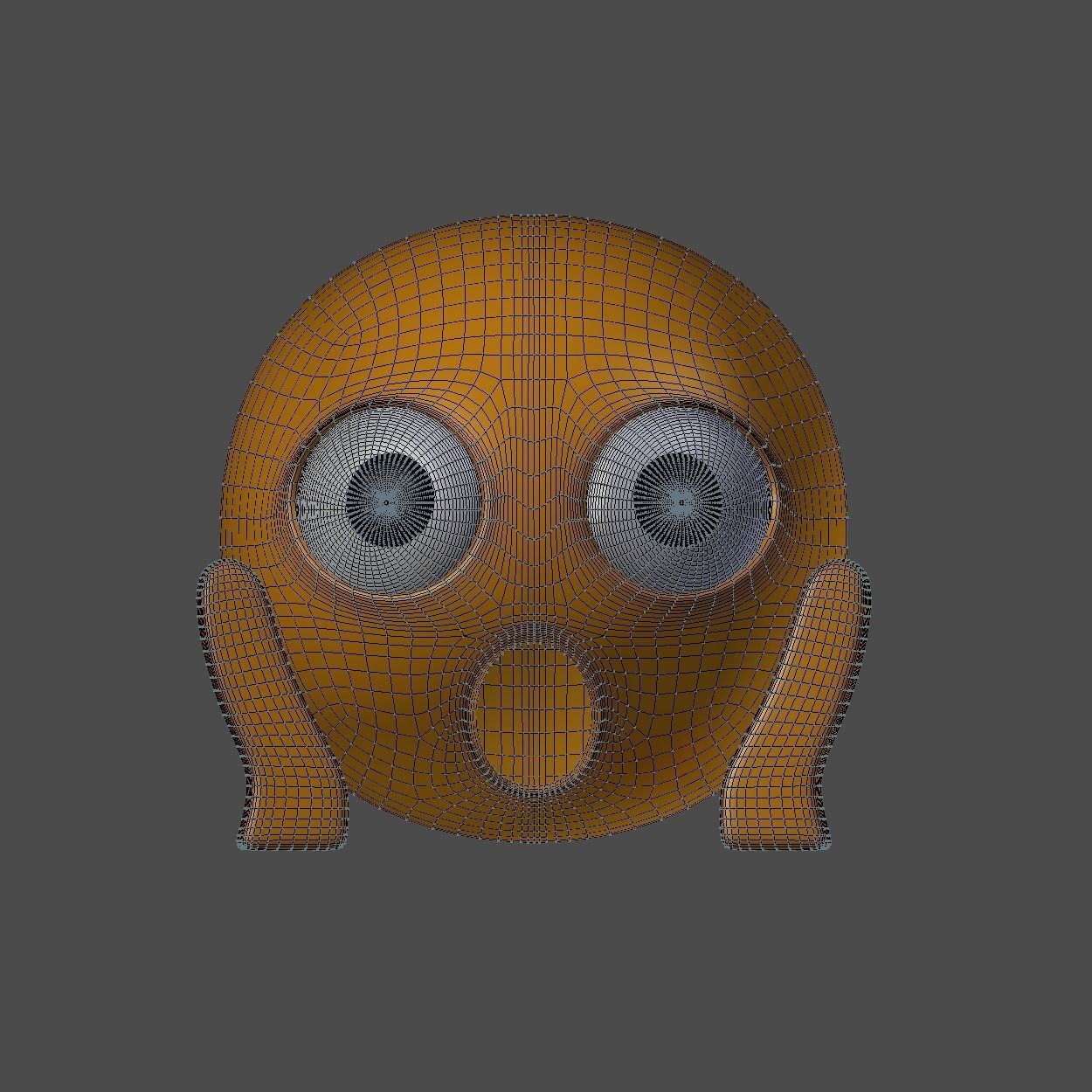 Emoji Face Screaming in Fear Low-poly 3D model_2