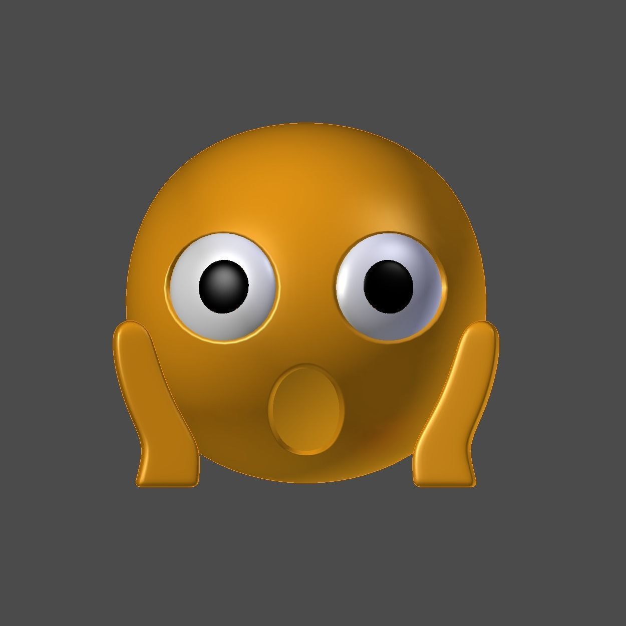 Emoji Face Screaming in Fear Low-poly 3D model_1