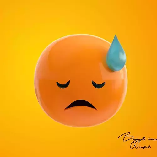 Emoji Downcast Face with Sweat