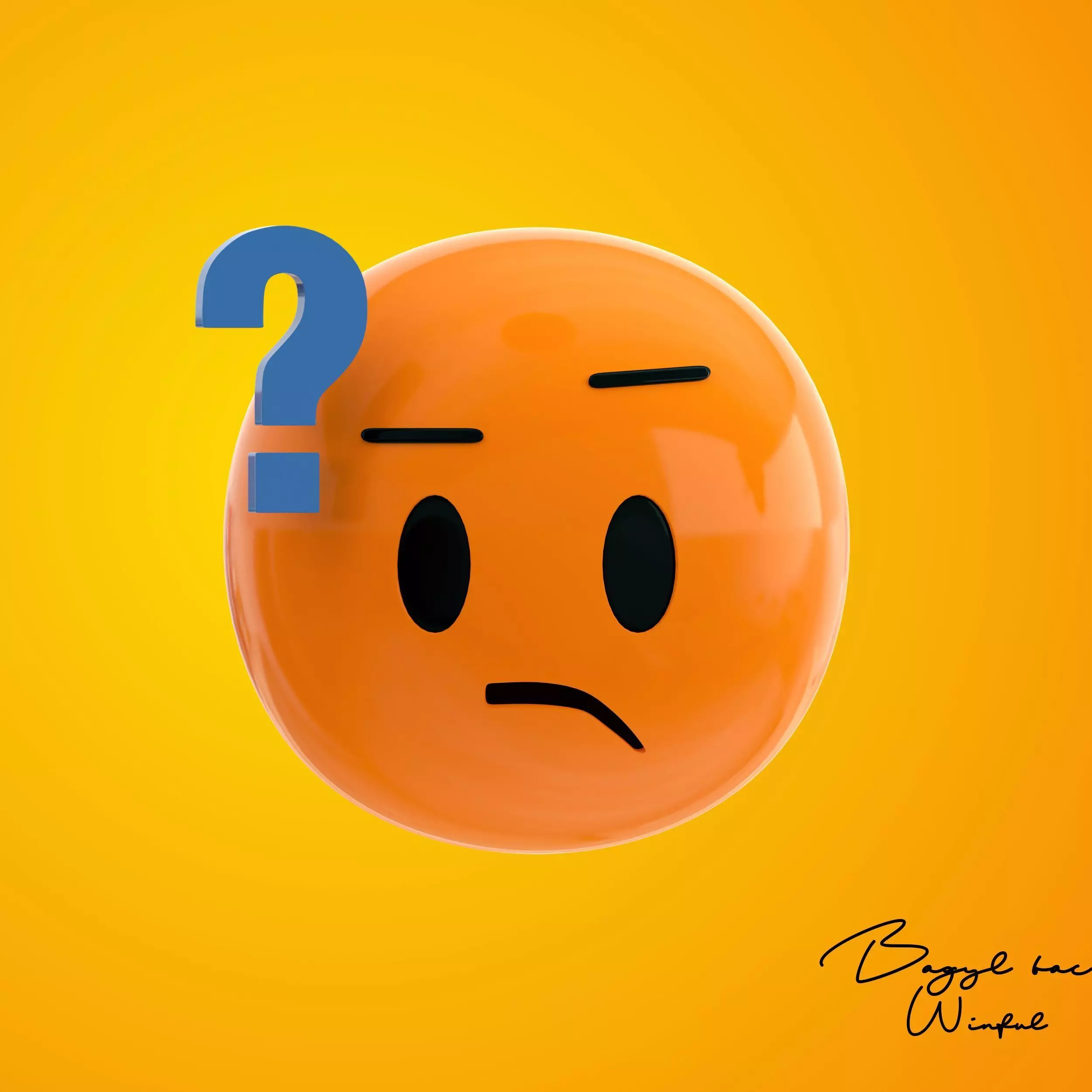 Emoji Confused Face With a Question Mark Low-poly 3D model_0