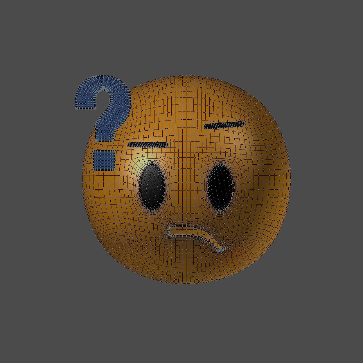 Emoji Confused Face With a Question Mark Low-poly 3D model_2
