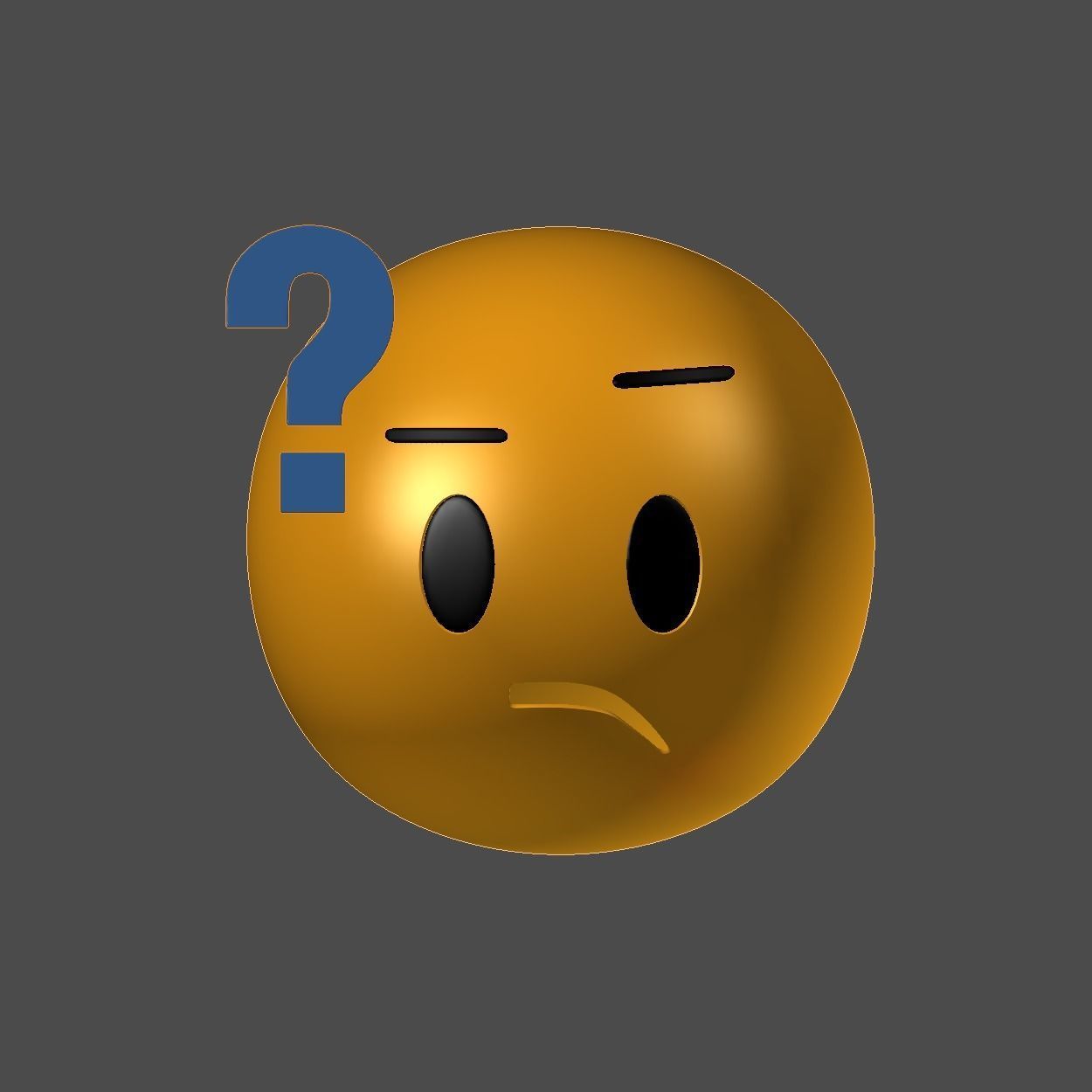 Emoji Confused Face With a Question Mark Low-poly 3D model_1