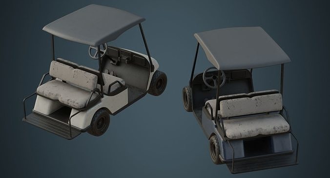 Golf Cart 1B Low-poly 3D model 2
