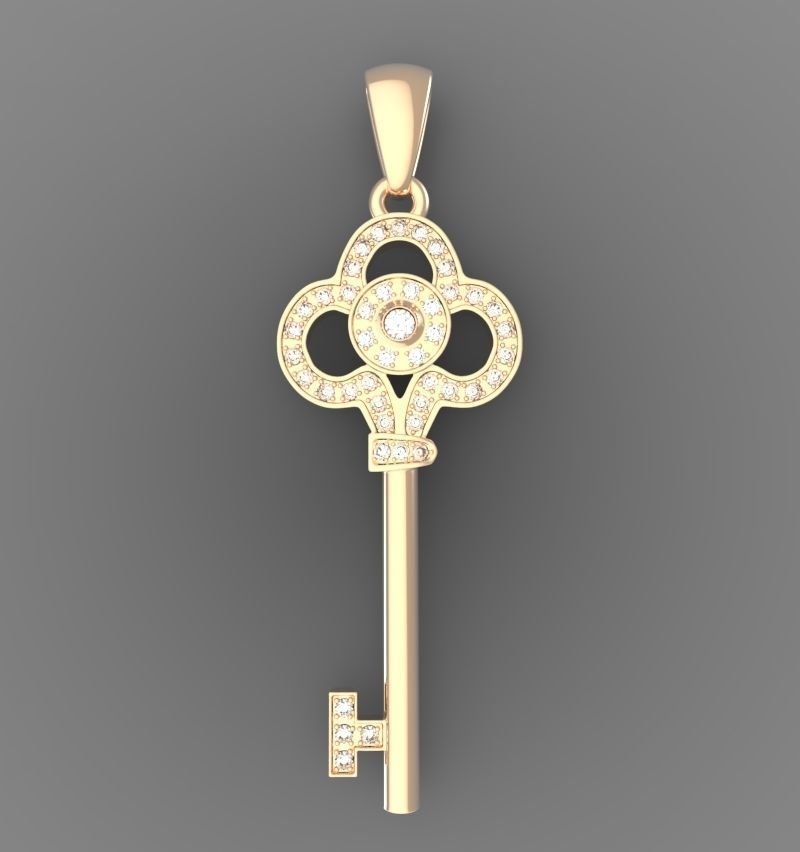 Key with gems 3D print model_5