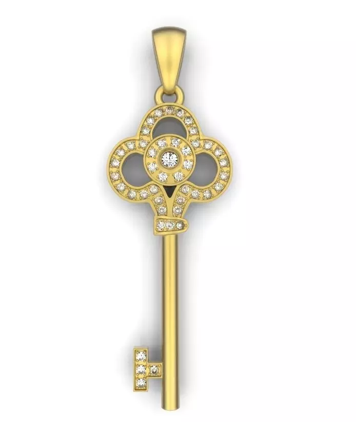 Key with gems 3D print model_0