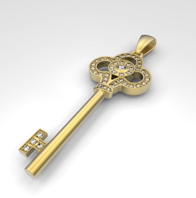 Key with gems 3D print model_1