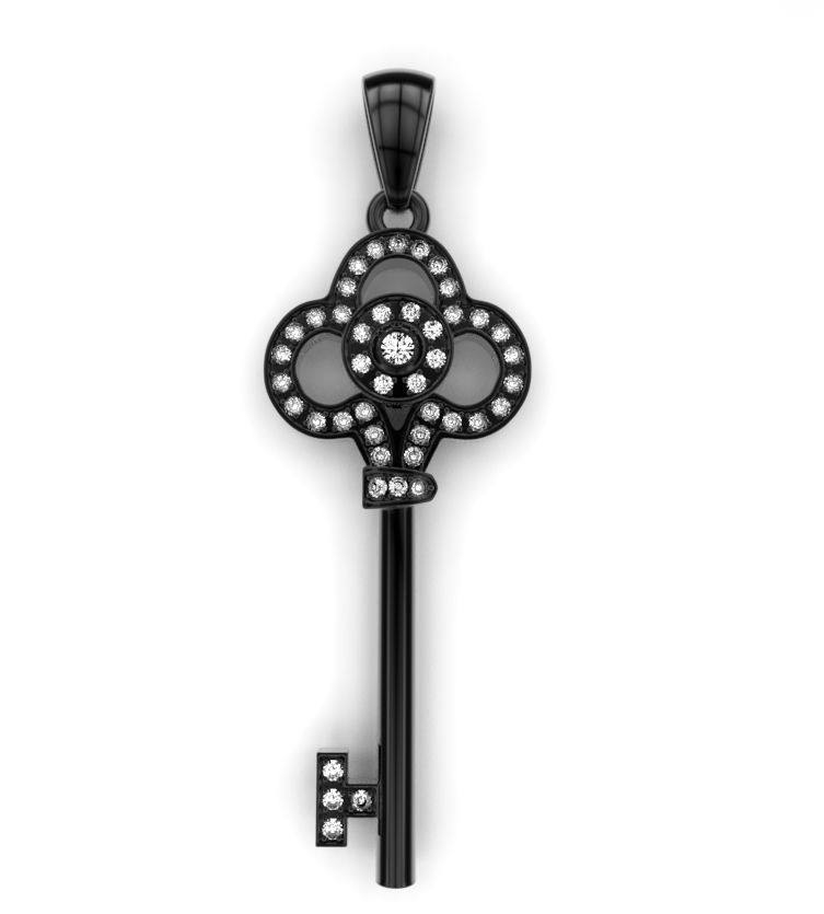 Key with gems 3D print model_4