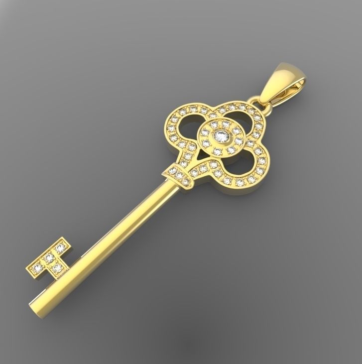 Key with gems 3D print model_8