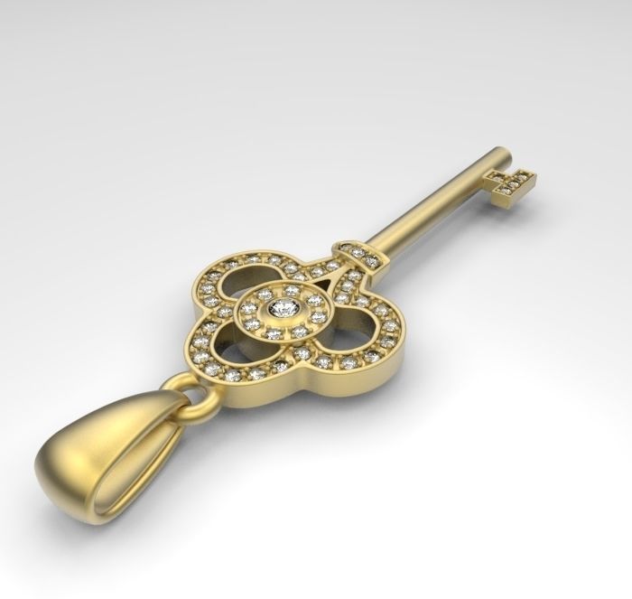 Key with gems 3D print model_2