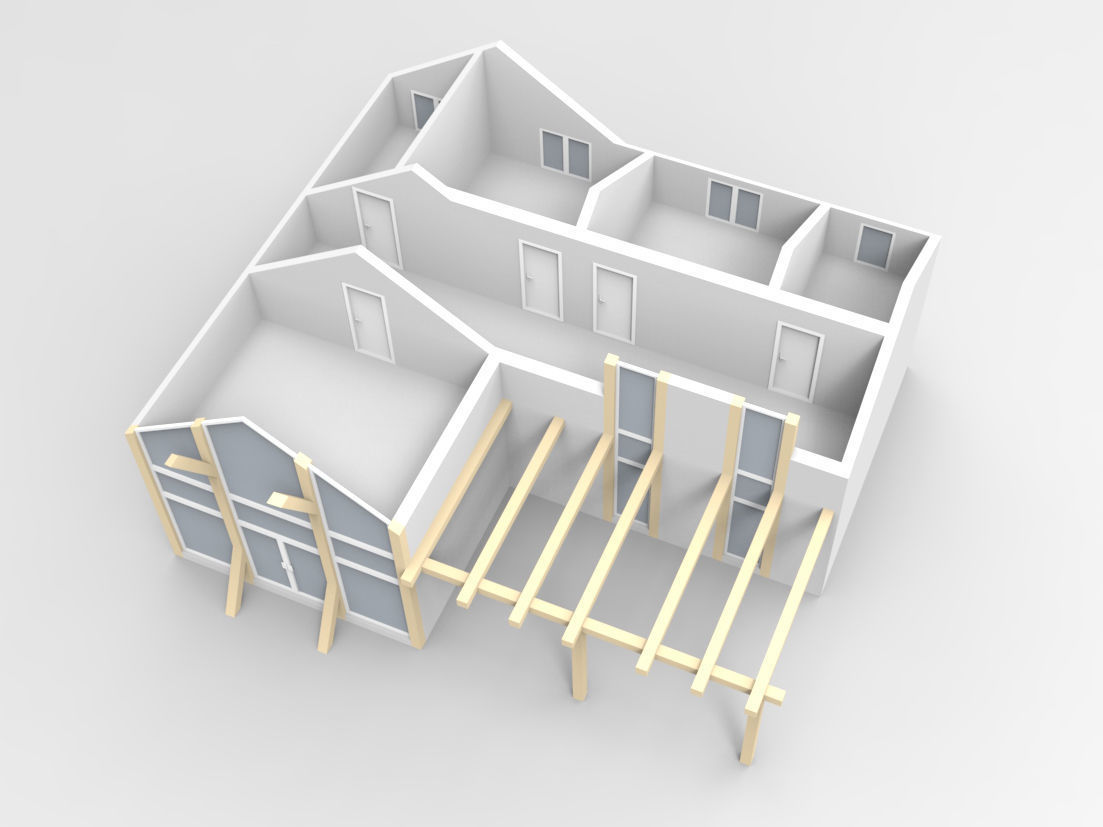 House with wooden structure 3D model_5