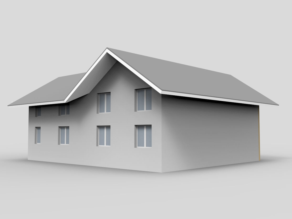 House with wooden structure 3D model_3