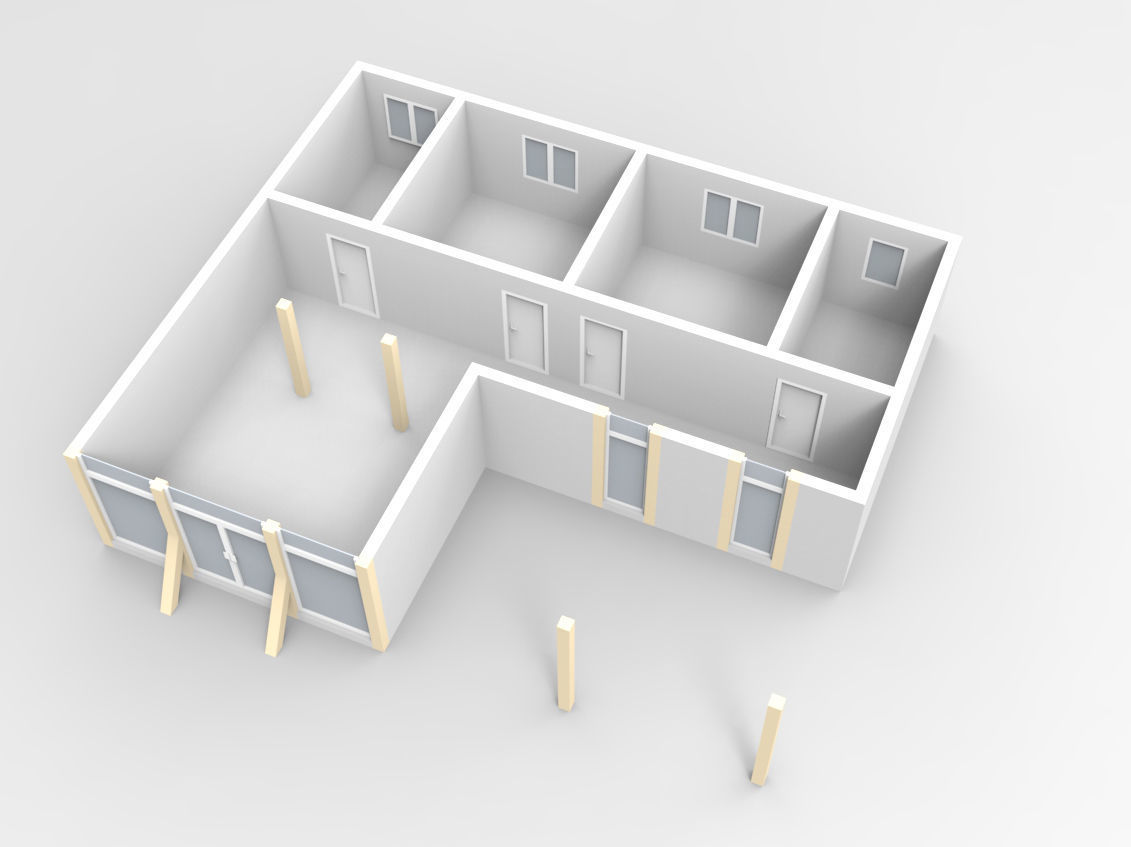 House with wooden structure 3D model_6