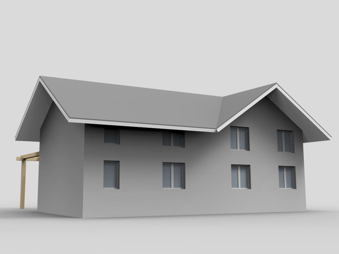 House with wooden structure 3D model_4