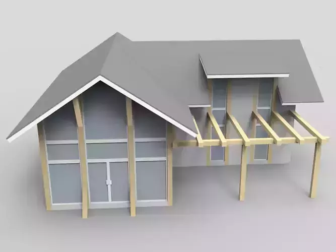 House with wooden structure 3D model