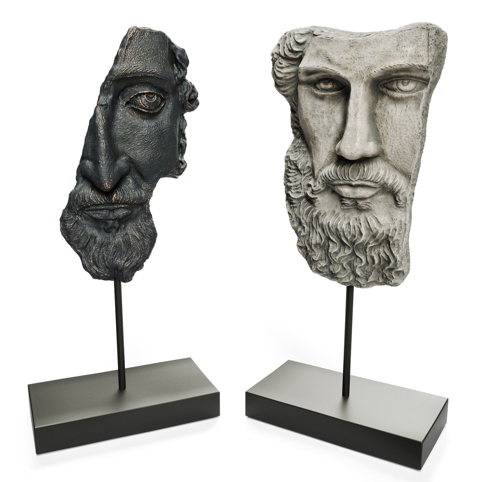 ANCIENT GREEK SCULPTURE POSEIDON and ZEUS Low-poly 3D model_3