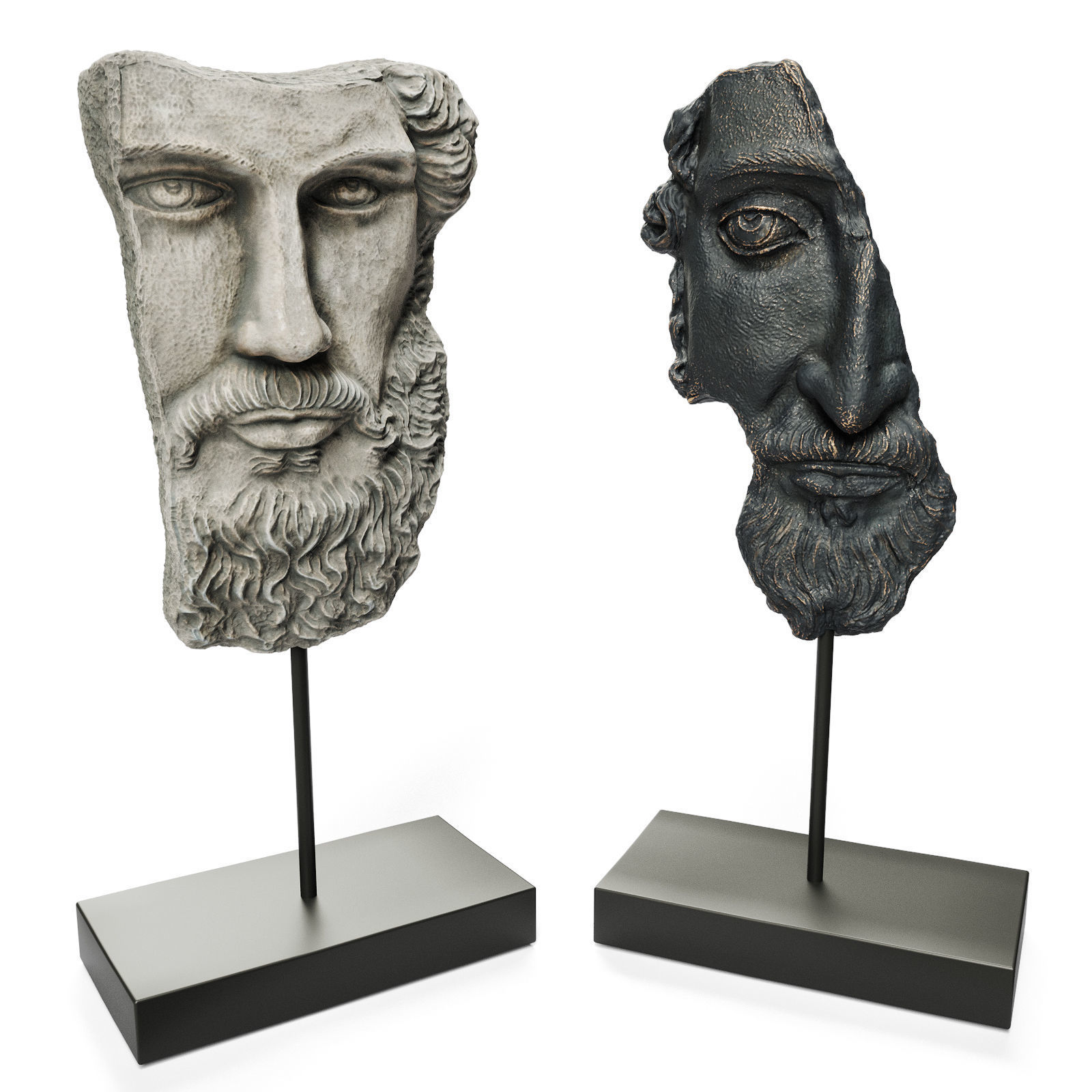 ANCIENT GREEK SCULPTURE POSEIDON and ZEUS Low-poly 3D model_2