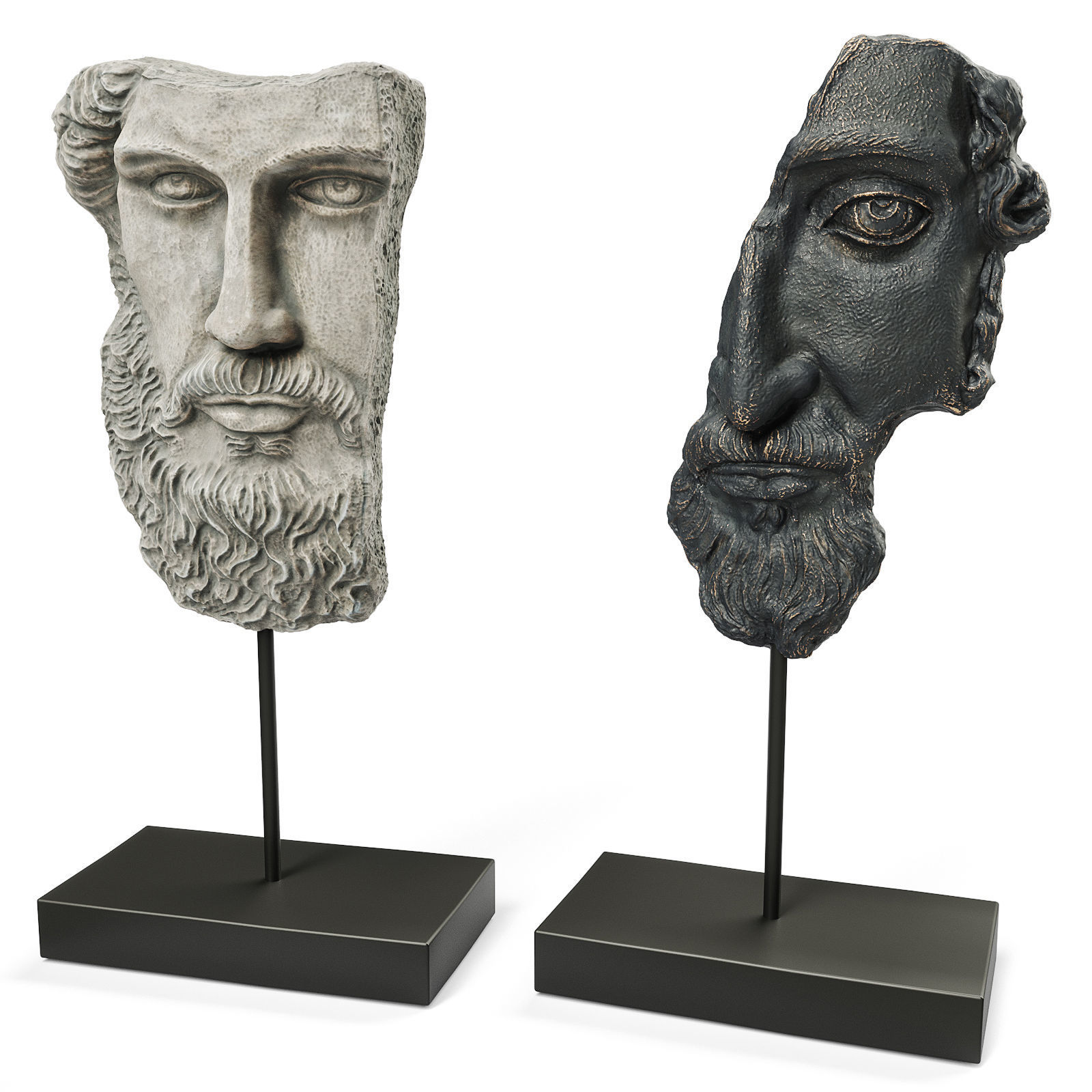 ANCIENT GREEK SCULPTURE POSEIDON and ZEUS Low-poly 3D model_1