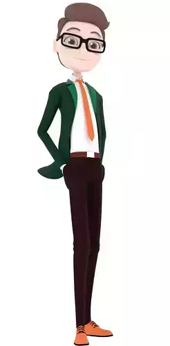 Cartoon Man  Office RIG 3D MODEL