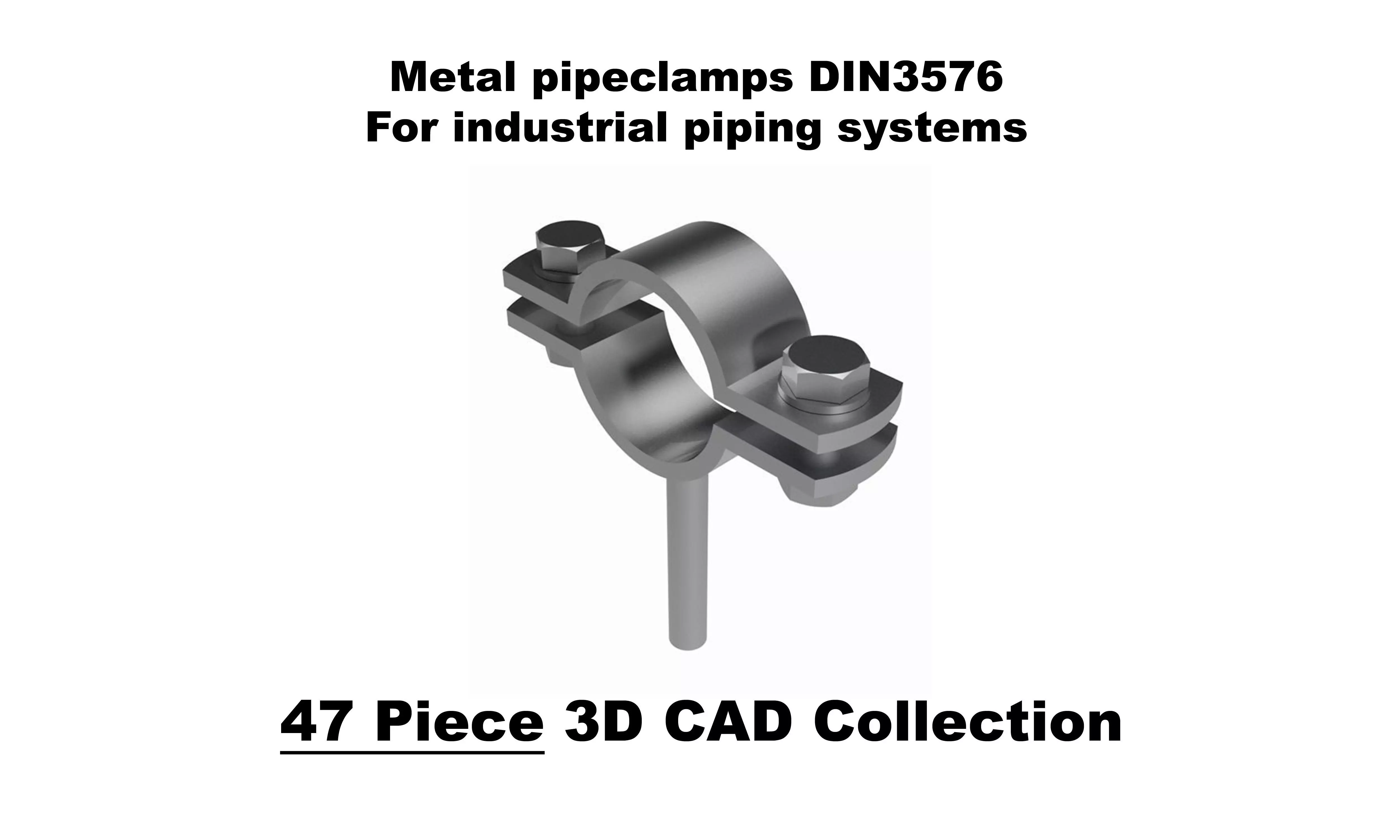 Industrial Pipe Clamps For DIN Metal Pipes - DIN3576 3D model_0