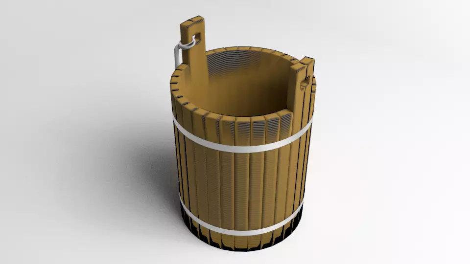 Wooden Bucket 3D model_0