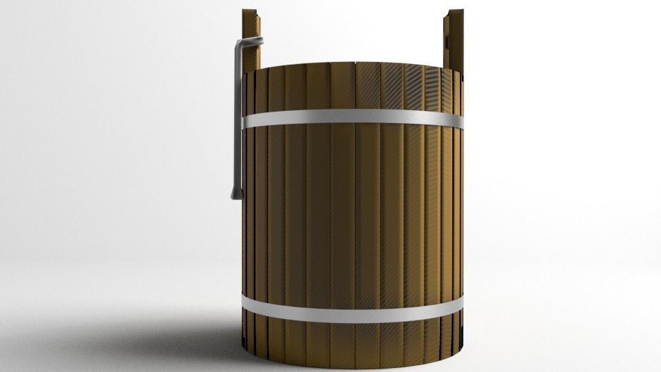 Wooden Bucket 3D model_1