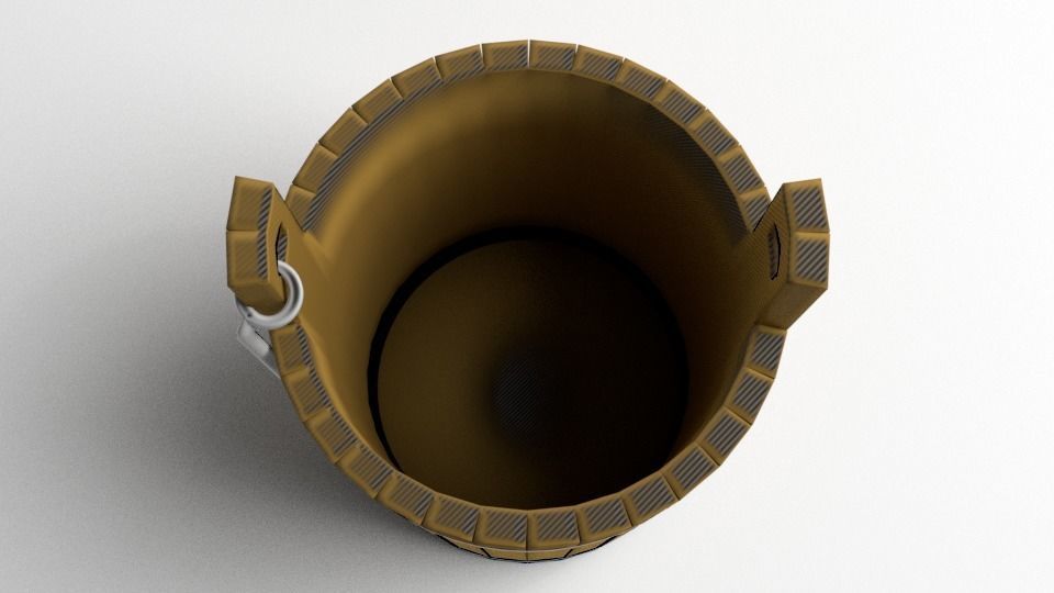 Wooden Bucket 3D model_2