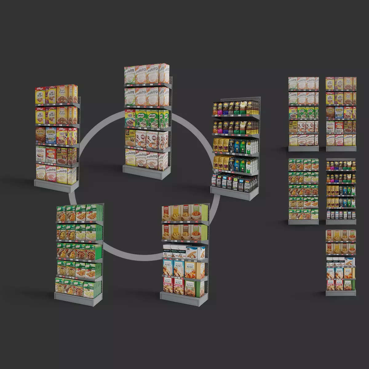shop store shelves coffee pasta cereal rusks biscotti Low-poly 3D model