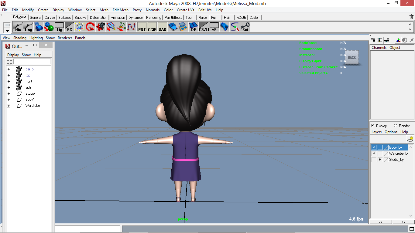 Melissa cartoon Girl Kid Character 3D model_3
